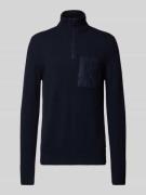 HECHTER PARIS Strickpullover aus Schurwoll-Mix mit Stehkragen in Marin...