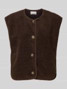 Neo Noir Fleeceweste mit Knopfleiste Modell 'Mariko' in Dunkelbraun, G...