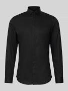 Jake*s Slim Fit Business Hemd aus Baumwolle mit Kentkragen in Black, G...