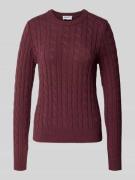 Jake*s Casual Slim Fit Longsleeve in Strick-Optik in Aubergine, Größe ...