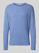 REVIEW Strickpullover mit gerippten Abschlüssen in Rauchblau, Größe L