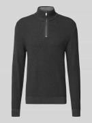 MCNEAL Strickpullover mit Stehkragen in Dunkelgrau Melange, Größe L