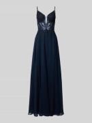 Luxuar Abendkleid mit Herz-Ausschnitt in Dunkelblau, Größe 36