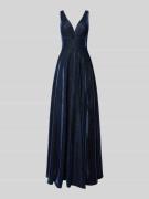 Luxuar Abendkleid mit V-Ausschnitt in Marine, Größe 34