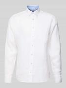 Fynch-Hatton Regular Fit Leinenhemd mit Button-Down-Kragen in Weiss, G...
