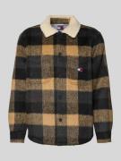 Tommy Jeans Oversized Hemdjacke mit Teddy-Fleece in Black, Größe L