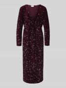 Vila Midikleid mit V-Ausschnitt Modell 'FAITH' in Pflaume, Größe M