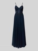 Luxuar Regular Fit Abendkleid mit floralem Spitzenbesatz in Dunkelblau...