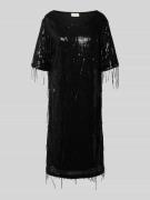 Milano Italy Knielanges Kleid mit Pailletten und Fransen in Black, Grö...