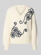 ZABAIONE Strickpullover mit V-Ausschnitt und Stitchings Modell 'El44in...