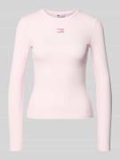 Tommy Jeans Slim Fit Langarmshirt aus Baumwoll-Mix in Hellrosa, Größe ...