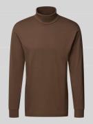 RAGMAN Longsleeve mit Rollkragen in Dunkelbraun, Größe L