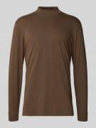 RAGMAN Longsleeve mit gerippten Abschlüssen in Dunkelbraun, Größe L