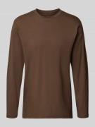 RAGMAN Longsleeve mit geripptem Rundhalsausschnitt in Dunkelbraun, Grö...