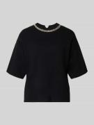 ICHI Strickshirt mit Ziersteinbesatz Modell 'DORISE' in Black, Größe L