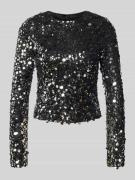 Only Slim Fit Langarmshirt mit Paillettenbesatz Modell 'CATINA' in Sil...