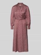 Rinascimento Hemdblusenkleid im Allover-Look mit Gürtel in Bordeaux, G...