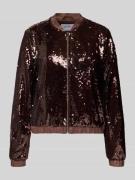 More & More Blouson mit Pailletten und Reißverschluss in Dunkelbraun, ...