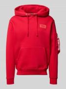 Alpha Industries Hoodie mit Känguru-Tasche in Rot, Größe L