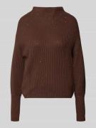 Zero Strickpullover mit Stehkragen in Mittelbraun, Größe 34