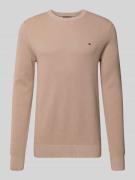Tommy Hilfiger Regular Fit Strickpullover aus reiner Baumwolle in Taup...