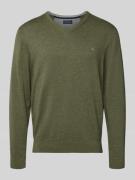 Christian Berg Men Strickpullover mit V-Ausschnitt in Oliv Melange, Gr...