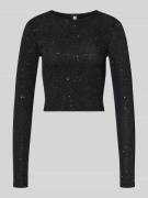 Karo Kauer Cropped Longsleeve mit Label-Detail in Black, Größe L