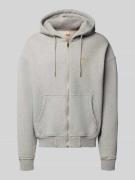 BLKVIS Sweatjacke mit Label-Stitching und Känguru-Tasche in Mittelgrau...