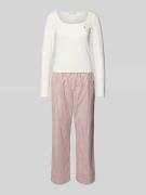 TOMMY HILFIGER Regular Fit Pyjama aus Baumwoll-Mix in Ecru, Größe L