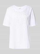 Milano Italy T-Shirt mit Ziersteinbesatz in Offwhite, Größe L