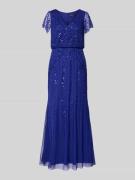 Adrianna Papell Abendkleid mit Perlen und Pailletten in Royal, Größe 3...