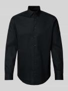 Jake*s Regular Fit Business-Hemd aus Popeline in Black, Größe 43/44