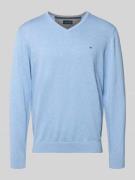 Christian Berg Men Strickpullover mit V-Ausschnitt in Hellblau Melange...