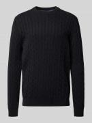 Christian Berg Men Strickpullover mit gerippten Abschlüssen in Black, ...
