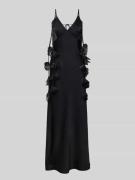 Neo Noir Maxikleid aus Satin mit floralen Applikationen in Black, Größ...