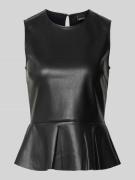 Gina Tricot Top in Leder-Optik mit rückseitigem Knopfverschluss in Bla...