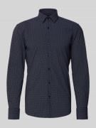 BOSS Slim Fit Businesshemd mit Allover-Muster Modell 'HANK' in Marine,...