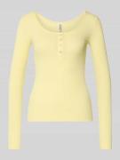 Pieces Slim Fit Langarmshirt aus Baumwoll-Mix Modell 'KITTE' in Hellge...