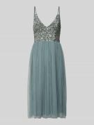 LACE & BEADS Cocktailkleid mit Pailettenbesatz in Mittelgrau, Größe L