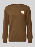 Wood Wood Strickpullover aus Lammwolle Modell 'Tay' in Mittelbraun, Gr...