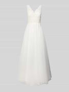 Mascara Brautkleid mit Ziersteinen und floraler Spitze in Offwhite, Gr...
