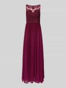 Laona Abendkleid mit Ziersteinen und floralen Stickereien in Bordeaux,...