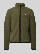 Tommy Jeans Relaxed Fit Fleecejacke in Teddyfleece-Optik in Oliv, Größ...