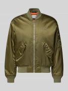 Lacoste Regular Fit Bomberjacke aus Satin in Oliv, Größe 48