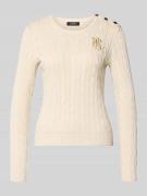 Lauren Ralph Lauren Strickpullover mit Label-Stitching und Knopfleiste...