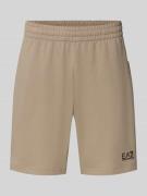 EA7 Emporio Armani Shorts mit elastischem Bund und Logo in Beige, Größ...