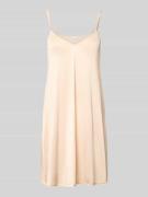 Hanro Knielanges Unterkleid in glänzendem Satin mit Picot-Besatz in Be...