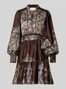 Neo Noir Knielanges Kleid mit V-Ausschnitt Modell 'MALFIDA' in Dunkelb...