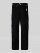WOODBIRD Cordhose mit Stoffgürtel Modell 'UMO' in Black, Größe L