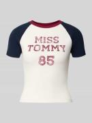 Tommy Jeans Slim Fit T-Shirt aus Baumwoll-Mix in Weiss, Größe L